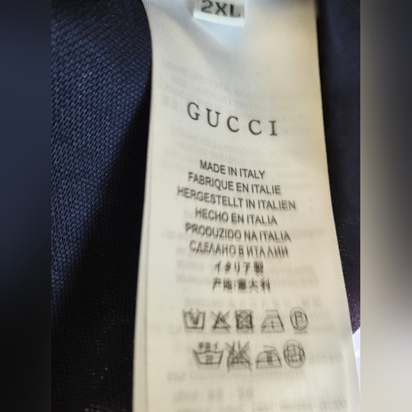 Gucci Navy Blue Patterned Polo Shirt Mens Size XXL ] Fits Like XL - Picture 7 of 9